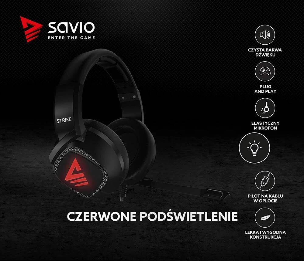Žaidimų ausinės Savio STRIKE Jack 2 x 3.5mm + USB