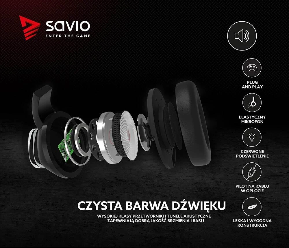 Žaidimų ausinės Savio STRIKE Jack 2 x 3.5mm + USB