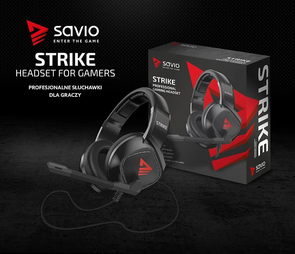 Žaidimų ausinės Savio STRIKE Jack 2 x 3.5mm + USB