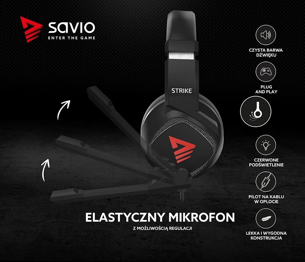 Žaidimų ausinės Savio STRIKE Jack 2 x 3.5mm + USB
