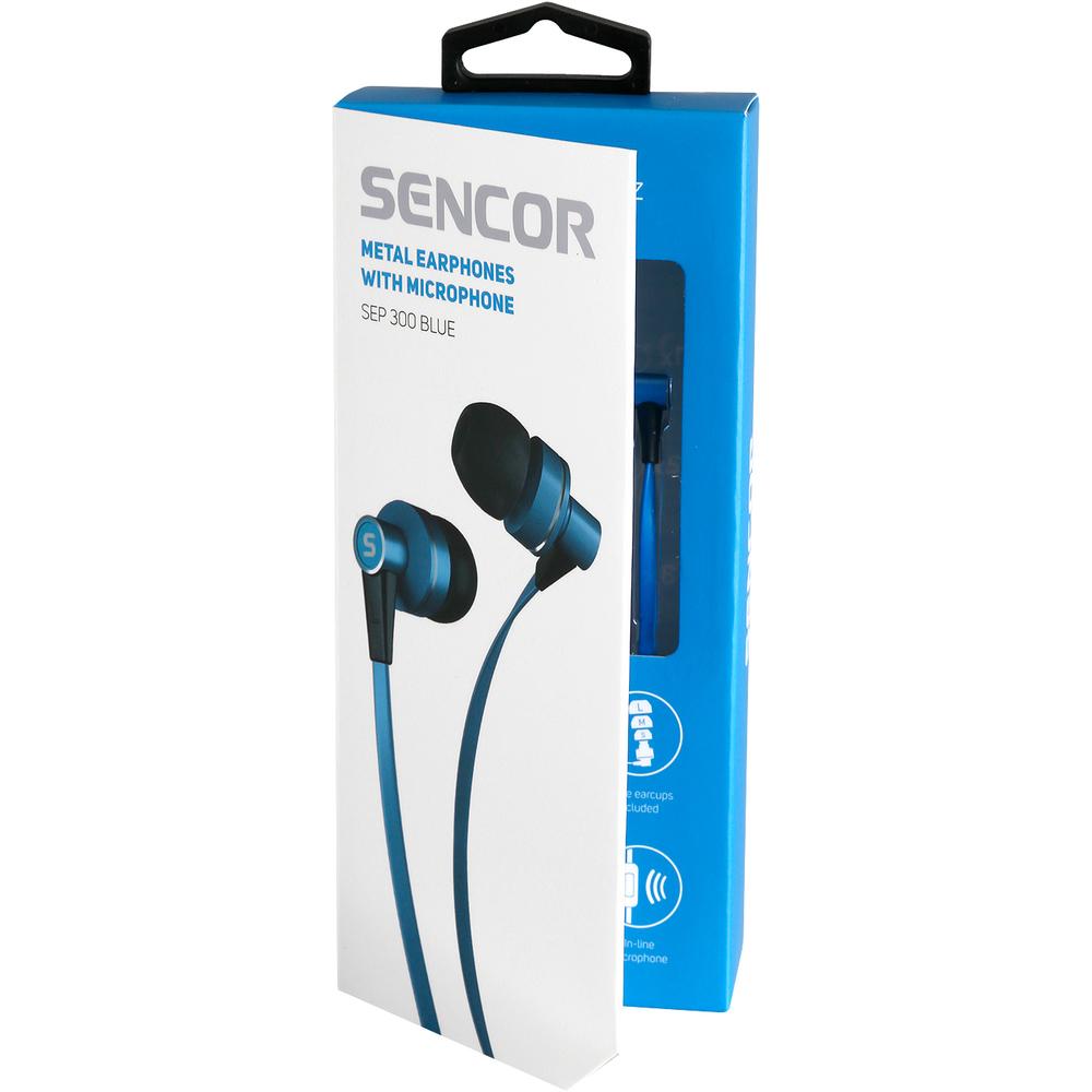 Sencor ausinės SEP 300 (Mėlynos) su mikrofonu