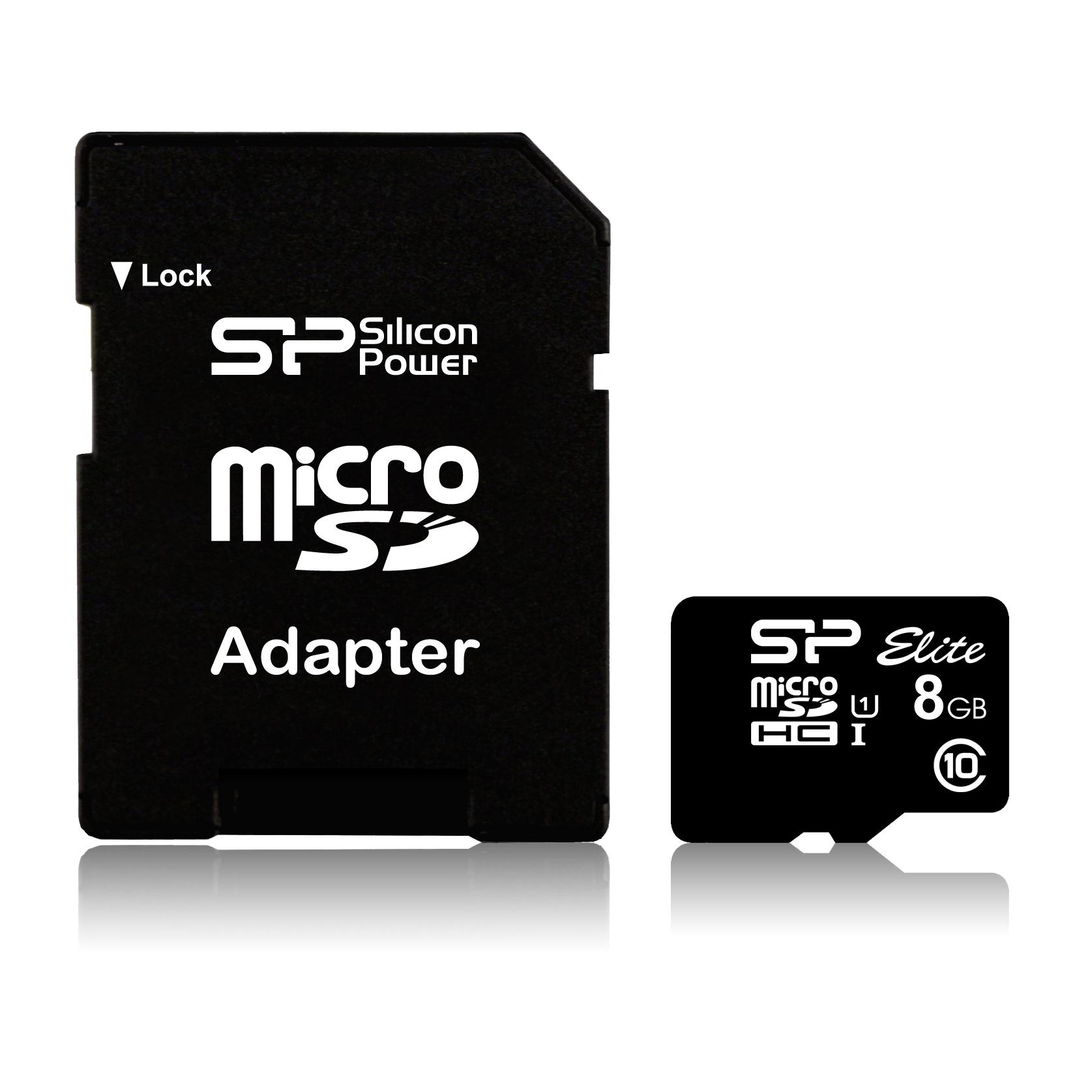 Atminties kortelė Silicon Power | Elite 8GB Micro SDHC UHS-I | 8 GB | Micro SDHC | Flash atminties klasė Class 10 | SD