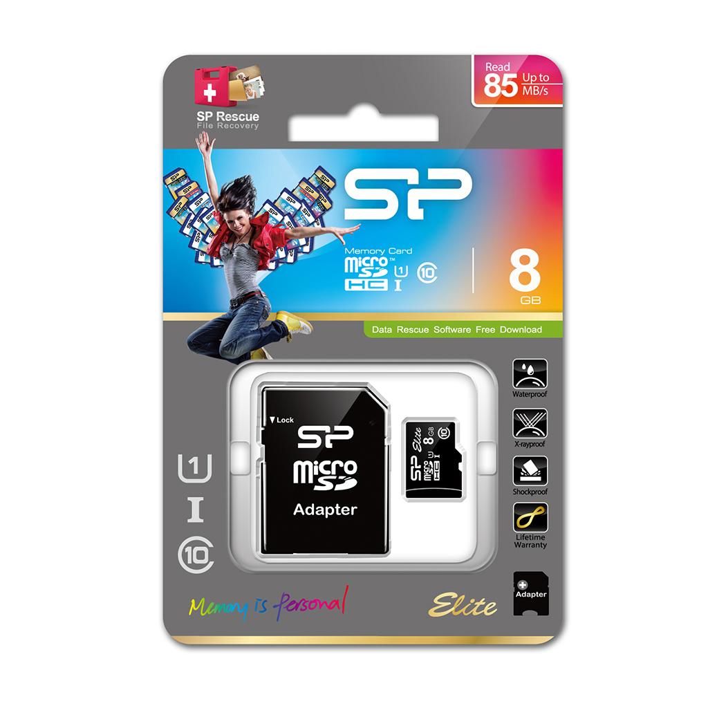 Atminties kortelė Silicon Power | Elite 8GB Micro SDHC UHS-I | 8 GB | Micro SDHC | Flash atminties klasė Class 10 | SD