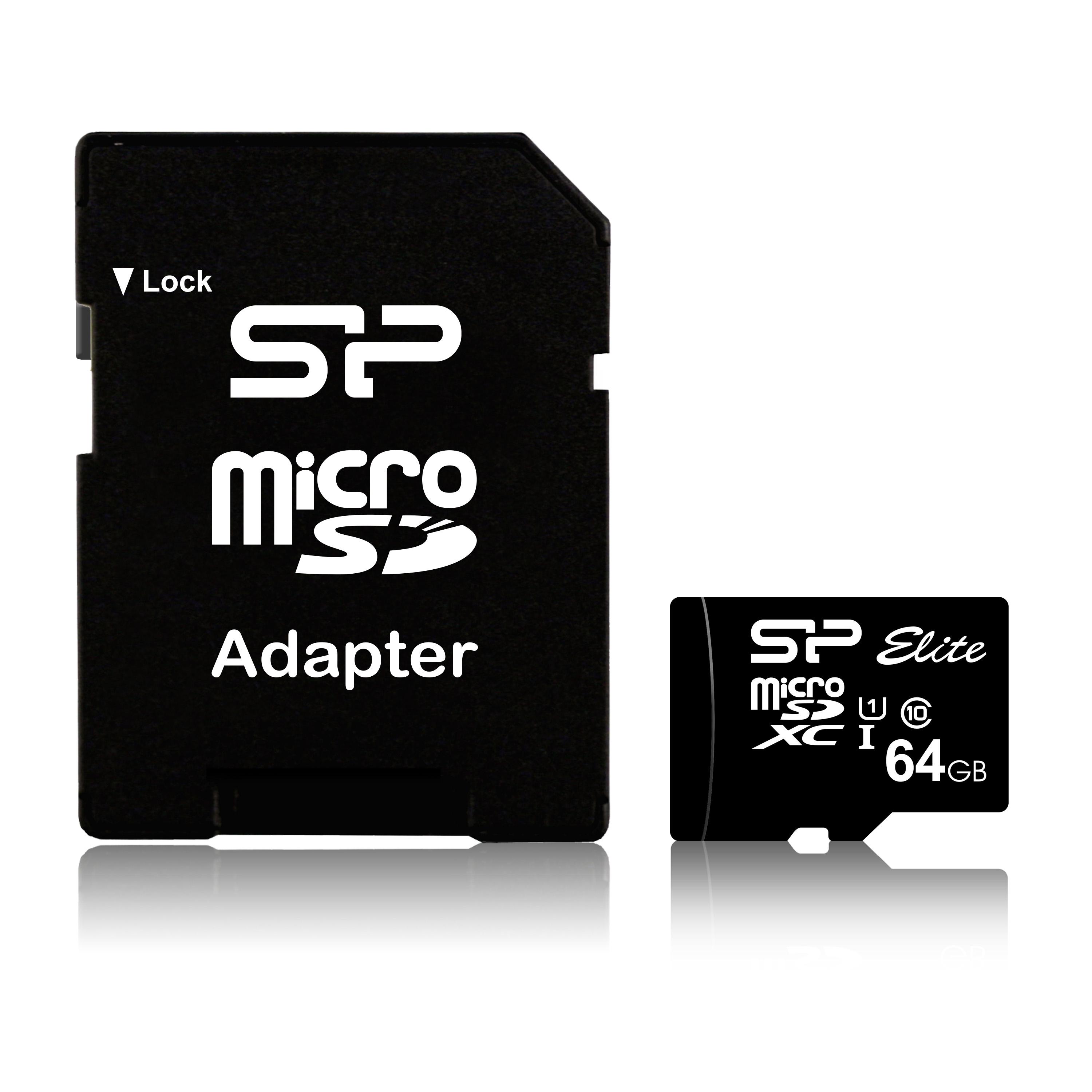 Atminties kortelė Silicon Power 64GB Micro SDXC UHS-I, SDR 50 režimas, 10 klasė, su SD adapteriu