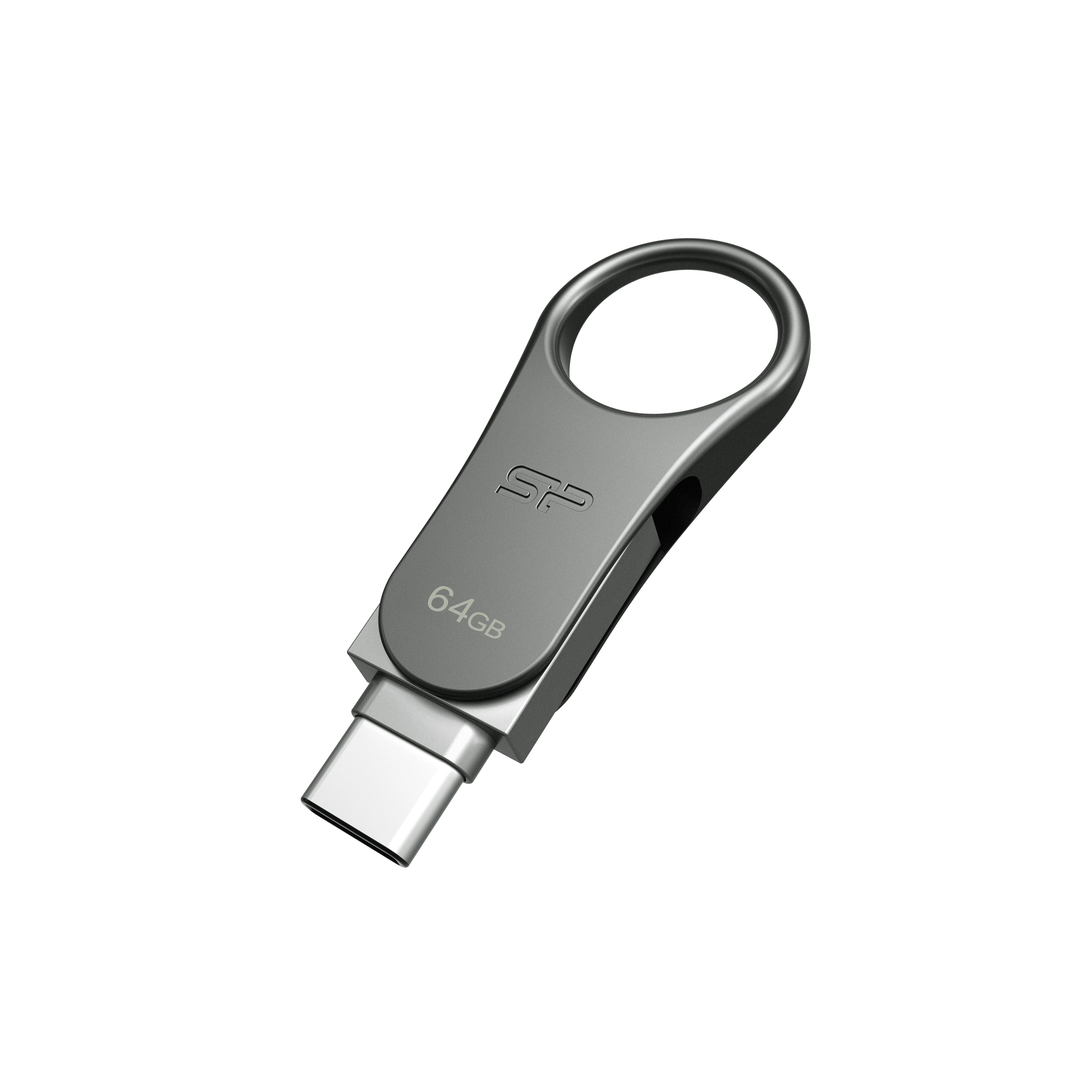 Atmintukas Silicon Power Mobile C80 64GB USB 3.0 Type-C Sidabrinis