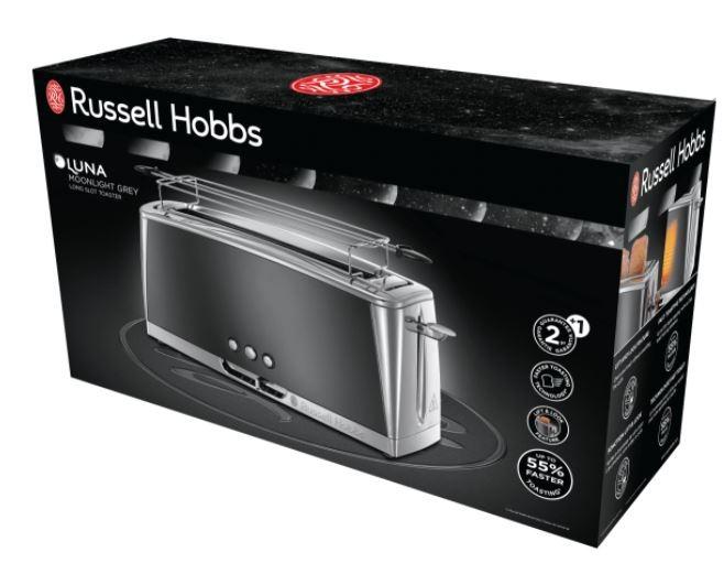 Russell Hobbs Luna Long Slot 2 riekelių skrudintuvas, pilkos spalvos