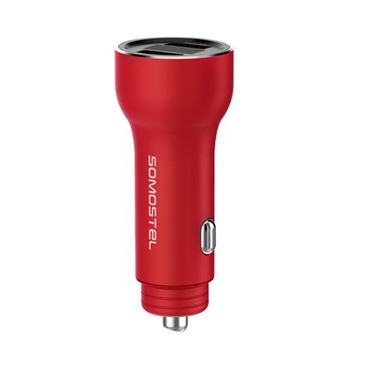 Somostel 30W 2x USB raudona + kabelis Typ-C