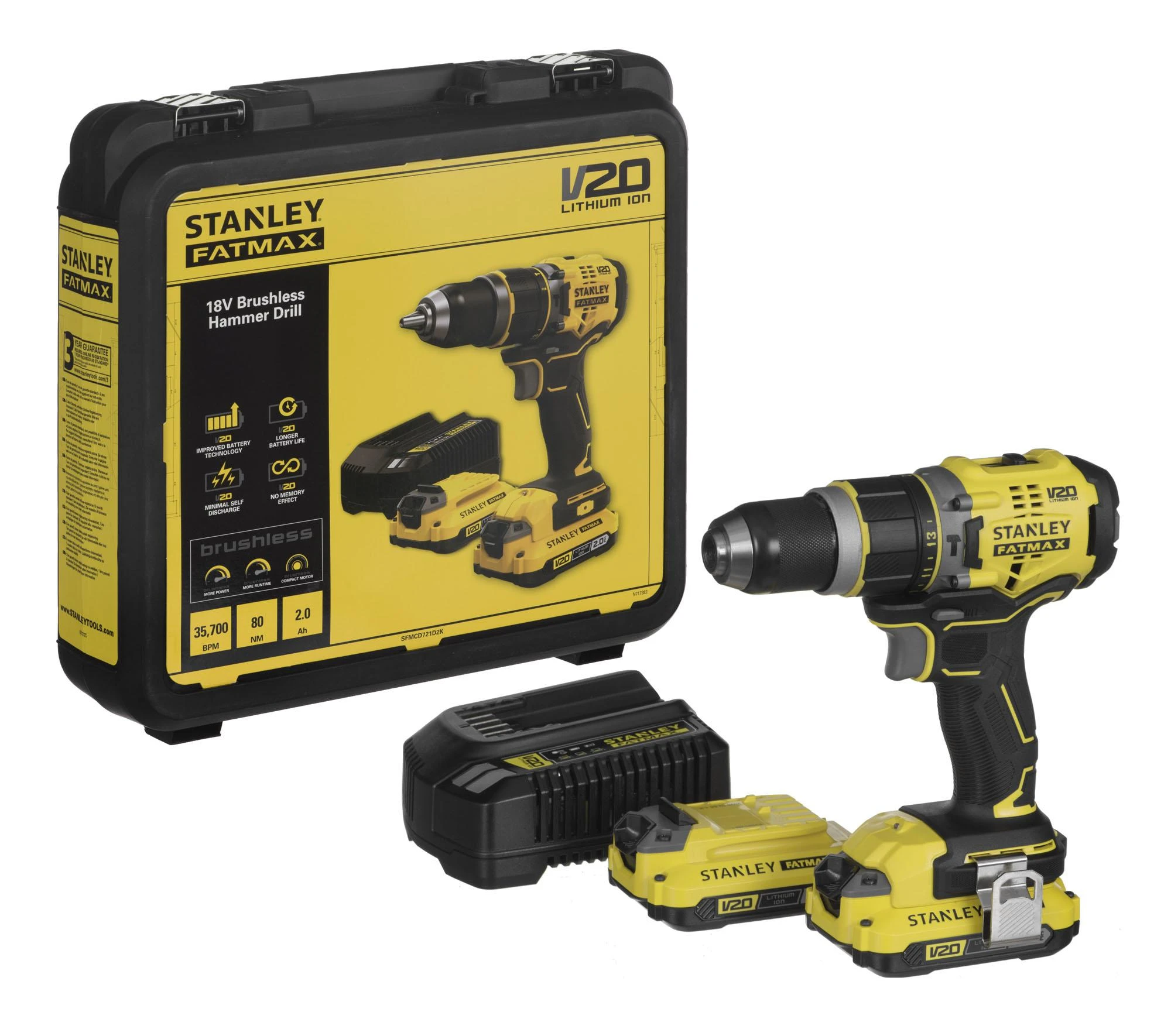 Smūginis  STANLEY SFMCD721D2K akumuliatorinis gręžtuvas 18V