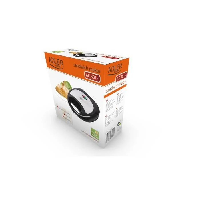 Sumuštinių keptuvas Adler | Sumuštinių keptuvė | AD 3015 | 750 W | Lentelių skaičius 1 | Kepinių skaičius 2 | Juodas