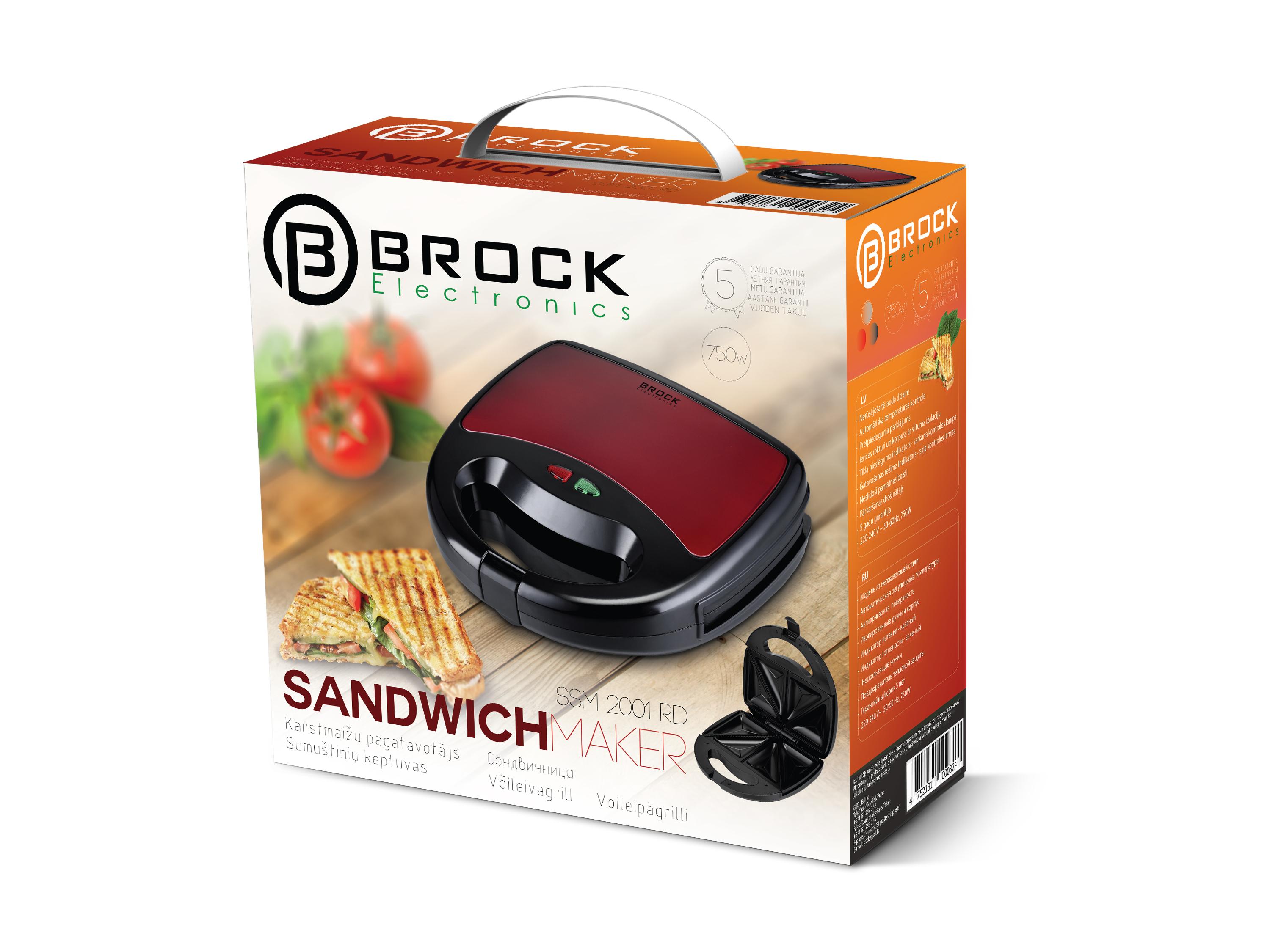 Sumuštinių keptuvas Sumuštinių kepyklė BROCK SSM 2001 RD