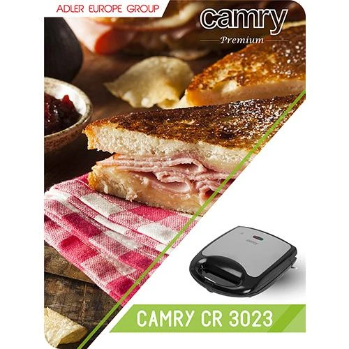 Sumuštinių keptuvas Camry | Sumuštinių keptuvė XL | CR 3023 | 1500 W | Lentelių skaičius 1 | Kepinių skaičius 4 | Juodas