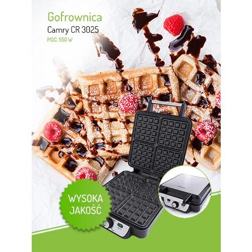 Camry | Vaflinė | CR 3025 | 1150 W | Number of pastry 4 | Belgium | Juodas/Nerūdijantis plienas