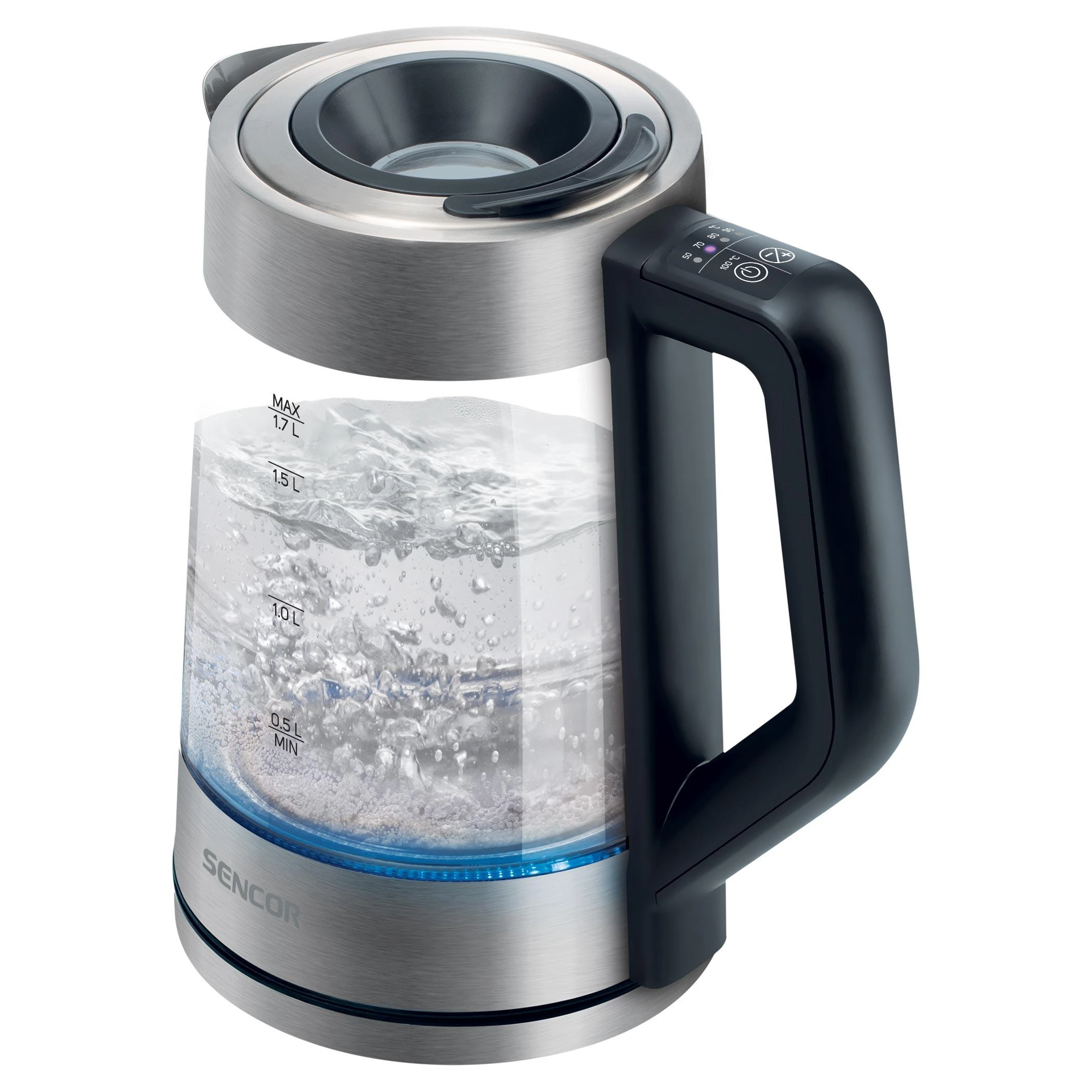 Sencor elektrinis stiklinis virdulys 1.7L su reguliuojama temperatūra, 2200W, SWK1795SS