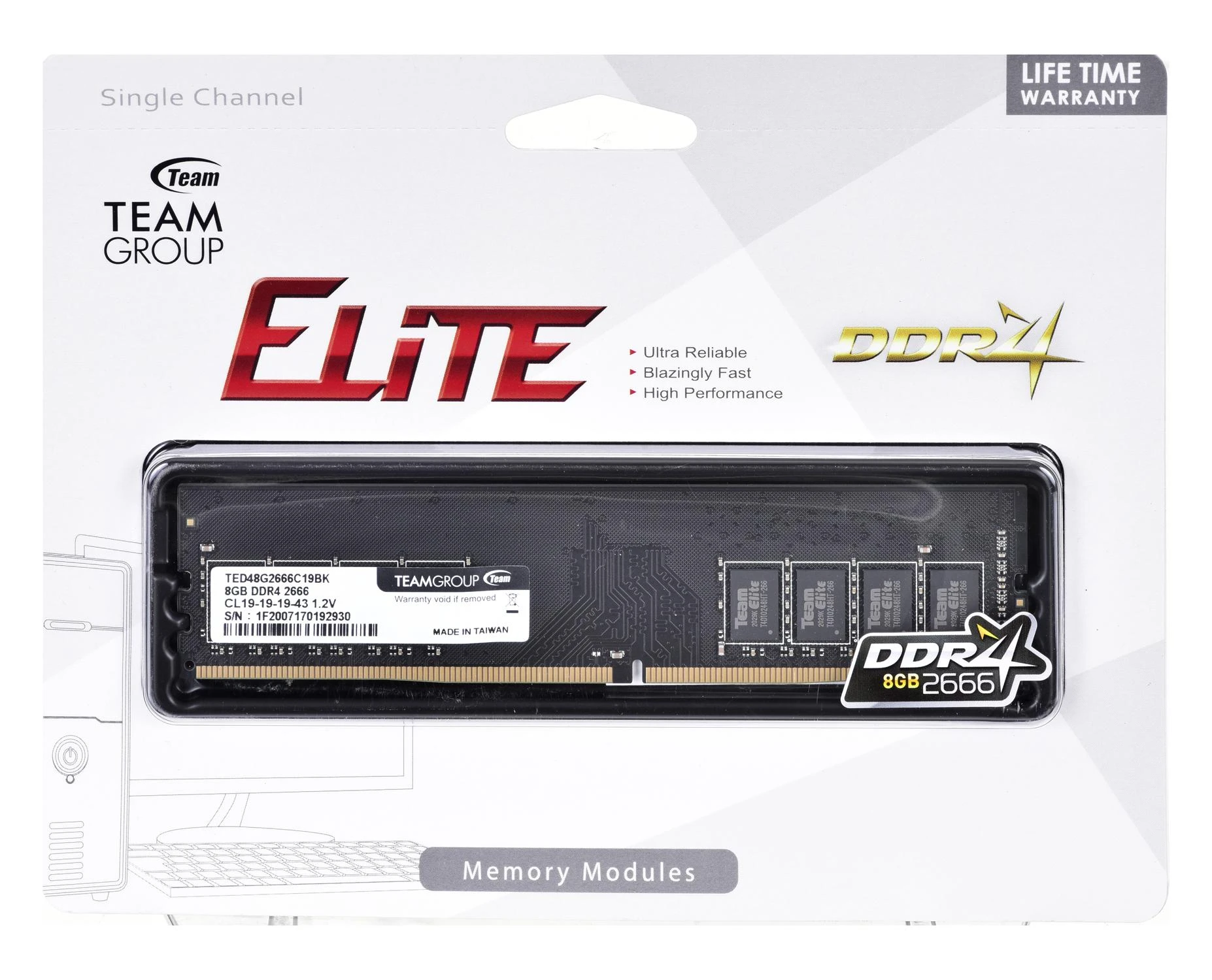 RAM „TEAM GROUP“ TED48G2666C1901 „Team Group“ DDR4 8GB 2666MHz CL19 1.2V atmintis