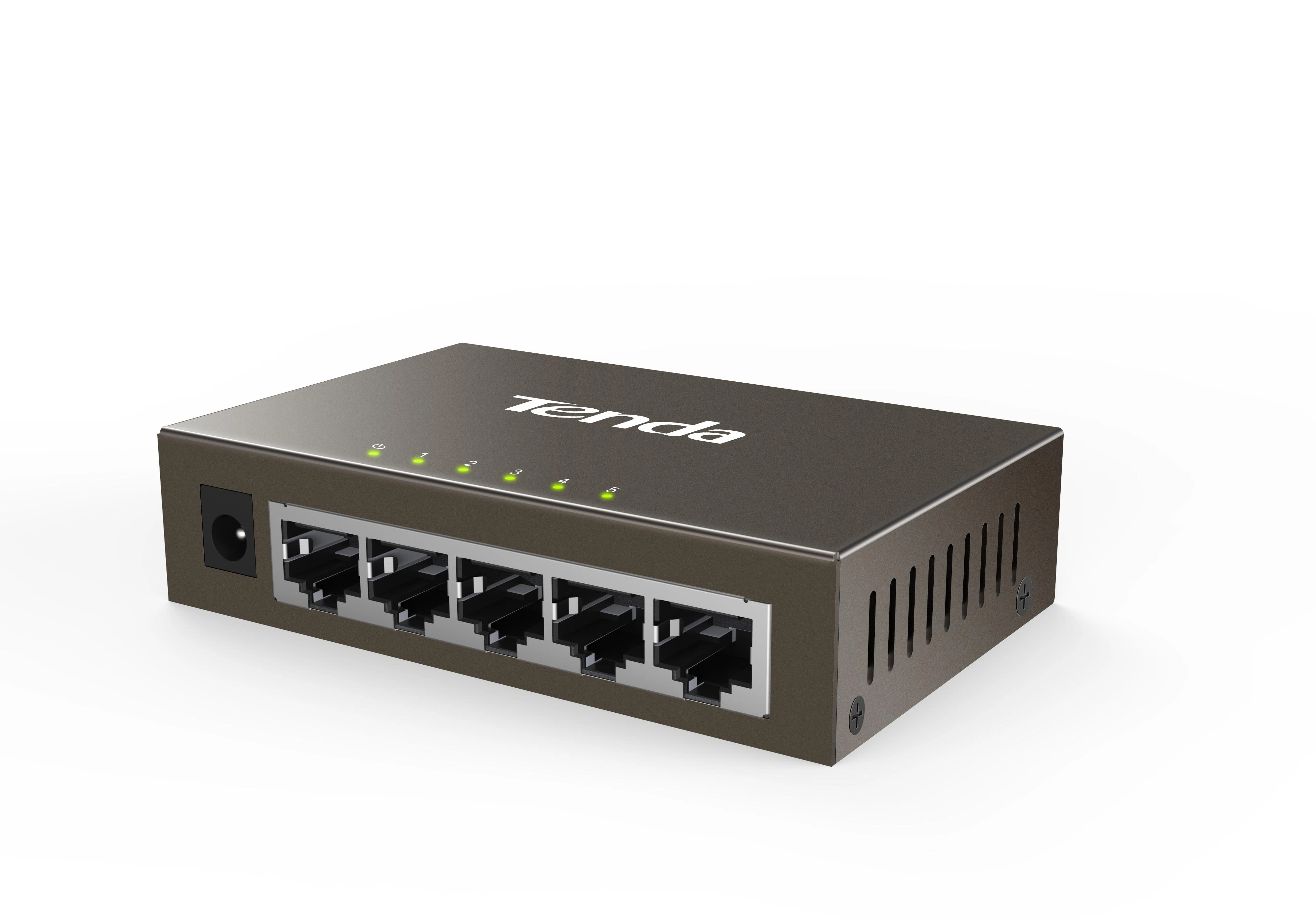 Šakotuvas Tenda TEG1005D tinklo jungiklis Nevaldomas Gigabit Ethernet (10/100/1000) Pilkas