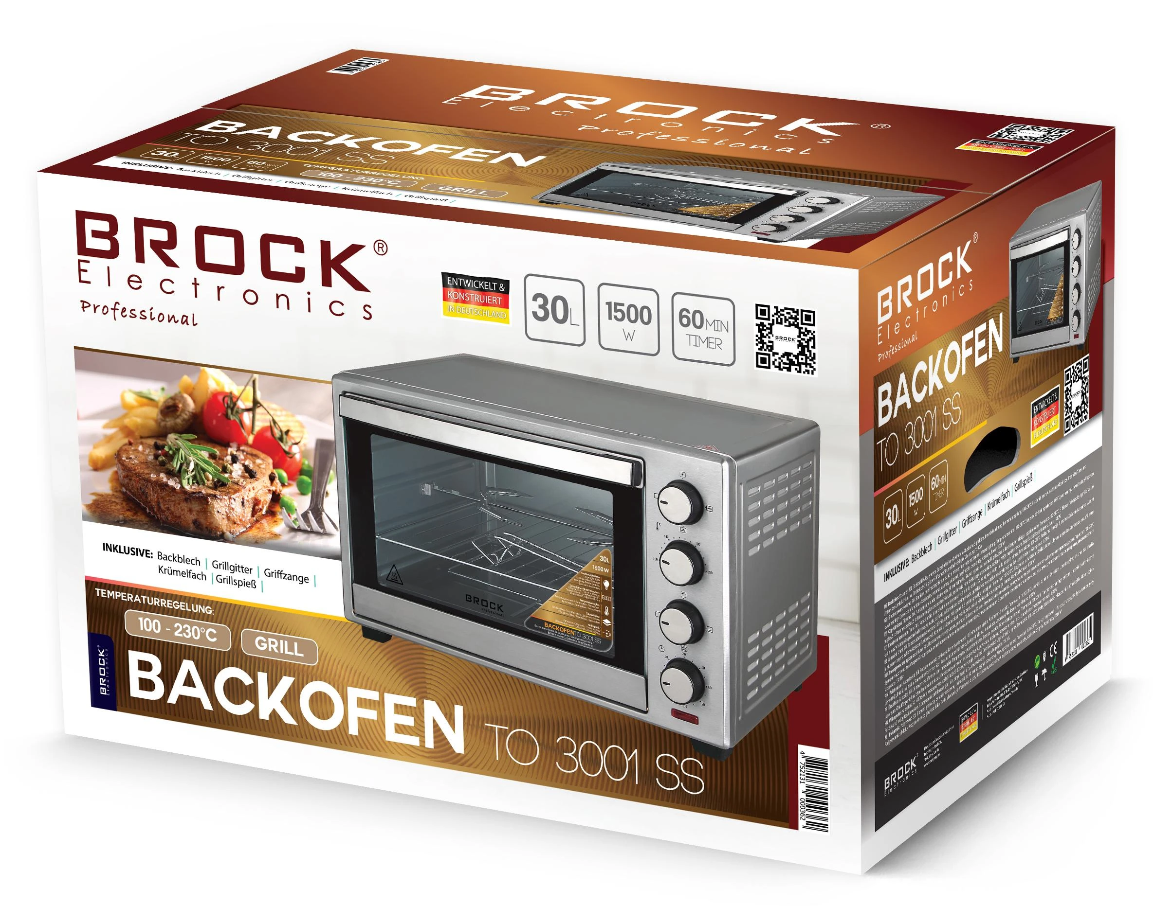 TO 3001 SS BROCK Electronics Elektrinė krosnelė