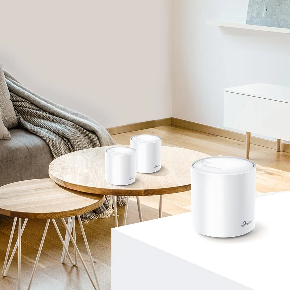 Maršrutizatorius TP-LINK Deco X60 AX3000 Wi-Fi 6 viso namo tinklelio sistema 2 paketų keturių branduolių procesorius 2x GE RJ45 4xint.antenos MU-MIMO