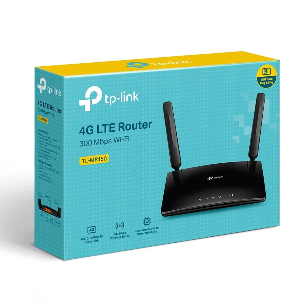 TP-LINK TL-MR150 belaidis maršrutizatorius Viena juosta (2,4 GHz) Greitas eternetas 3G 4G Juoda