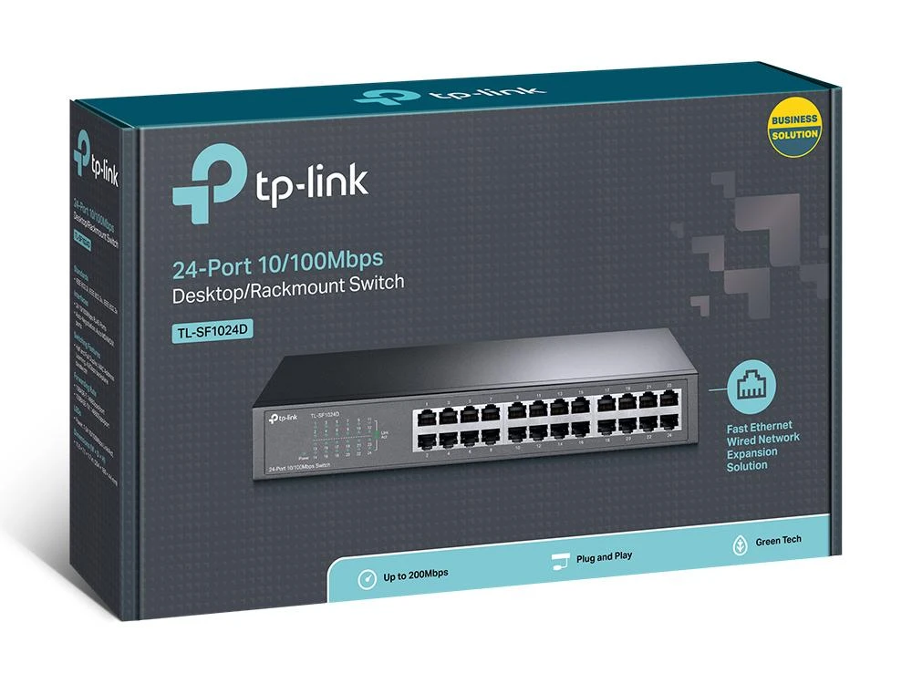 Šakotuvas TP-LINK 24port 10/100M Switch Plieninis dėklas