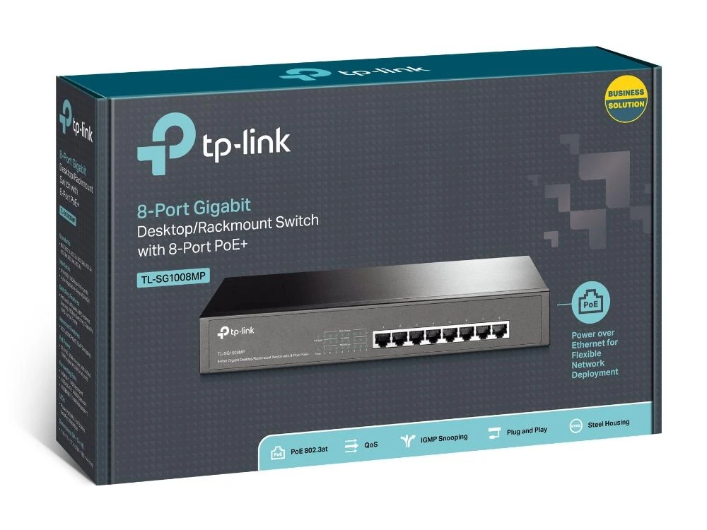 Šakotuvas TP-LINK | Komutatorius | TL-SG1008MP | Nevaldomas | Stalinis / montuojamas į stelažą | Gigabito Ethernet (varinis) jungčių kiekis: 8 | PoE+ jungčių kiekis: 8 | Maitinimo šaltinio tipas: Vienas | 36 mėn.