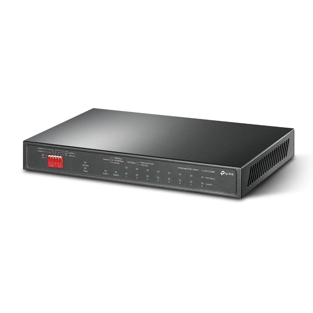 Šakotuvas TP-LINK | 10 prievadų Gigabit Easy Smart Switch su 8 prievadų PoE+ | TL-SG1210MP | Nevaldomas | Darbalaukis | Maitinimo tipas Išorinis | 60 mėn.