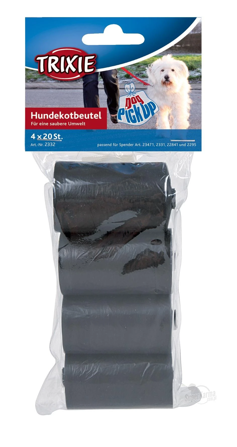TRIXIE šunų ekskrementų maišeliai, 4 x 20 vnt., plastikiniai, juodi MR