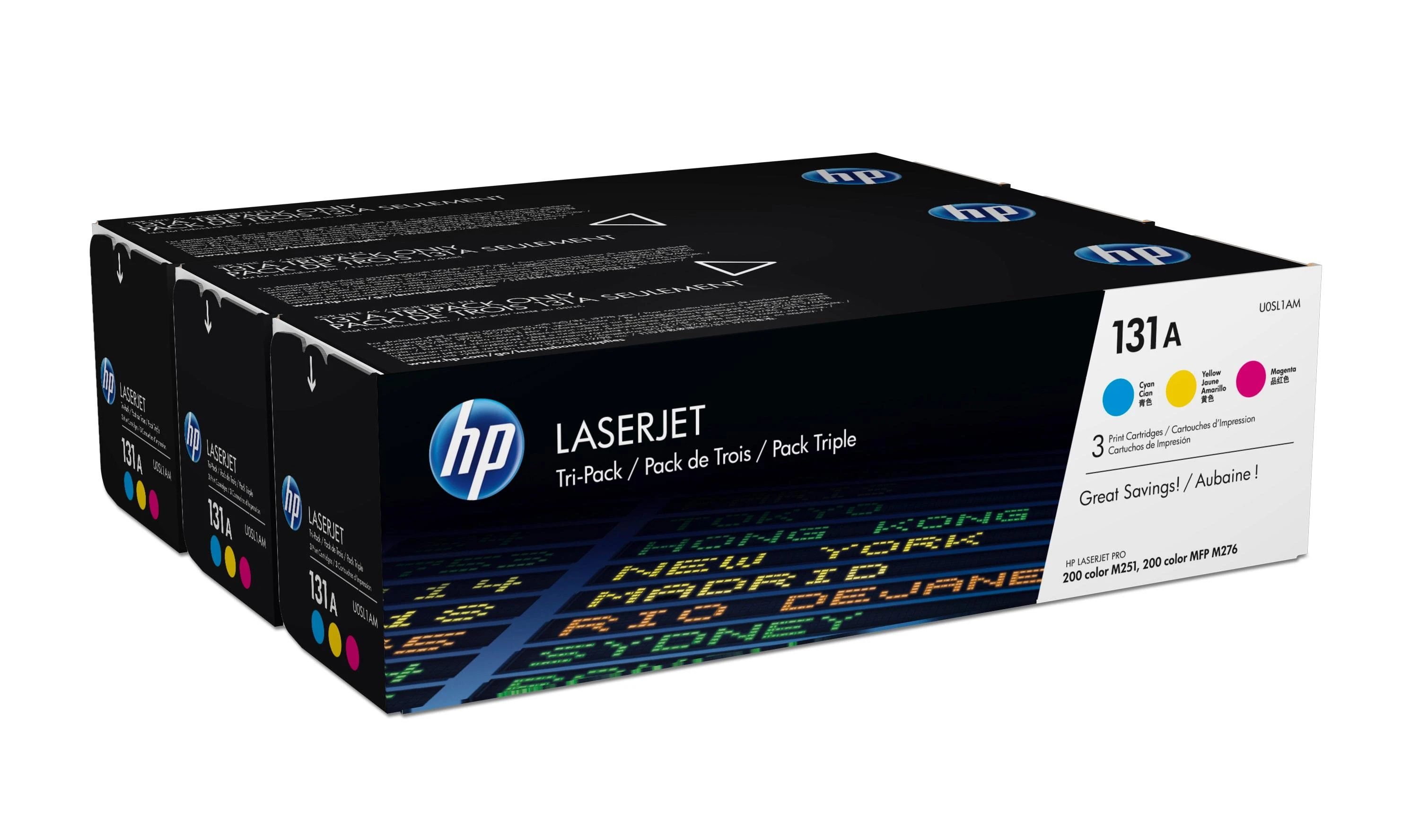 Hewlett Packard (HP) Toneris HP HP131A (skirtas Hewlett Packard spausdinimui, originalus CF211A+CF212A+CF213A žydra, geltona, rausva)