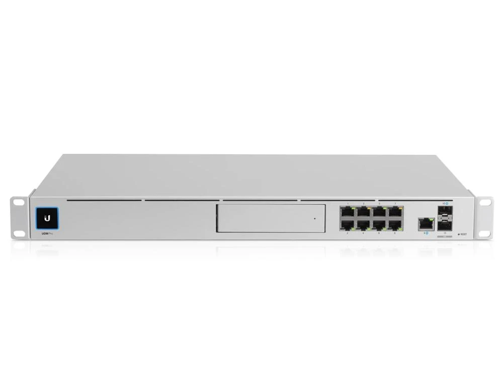 Šakotuvas UBIQUITI UDM-PRO UNIFI DREAM MACHINE 8 PORT SWITCH DAUGIŲ PROGRAMŲ SISTEMA SU 3,5 HDD IŠPLĖTIMU DUAL WAN 10G SFP+ IR 1G RJ45
