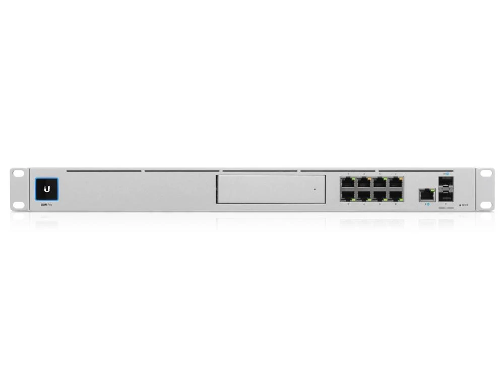 Šakotuvas UBIQUITI UDM-PRO UNIFI DREAM MACHINE 8 PORT SWITCH DAUGIŲ PROGRAMŲ SISTEMA SU 3,5 HDD IŠPLĖTIMU DUAL WAN 10G SFP+ IR 1G RJ45