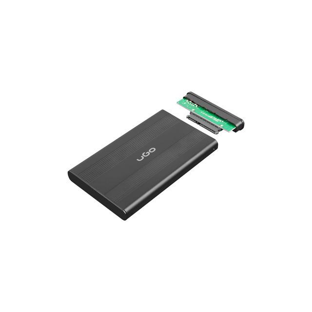 NATEC UKZ-1003 UGO HDD/SSD enclosure for 2.5" SATA - USB2 Aluminum juodas