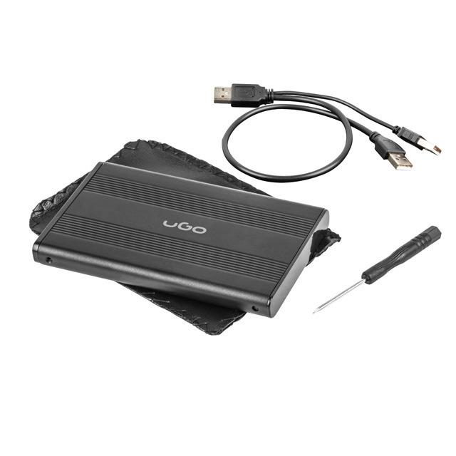 NATEC UKZ-1003 UGO HDD/SSD enclosure for 2.5" SATA - USB2 Aluminum juodas