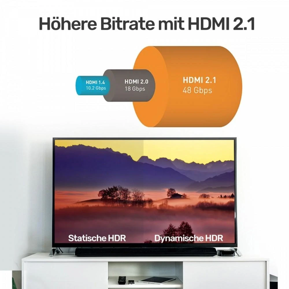 UNITEK C138w kabelis HDMI 2.1 8K 4K120Hz UHD 3m