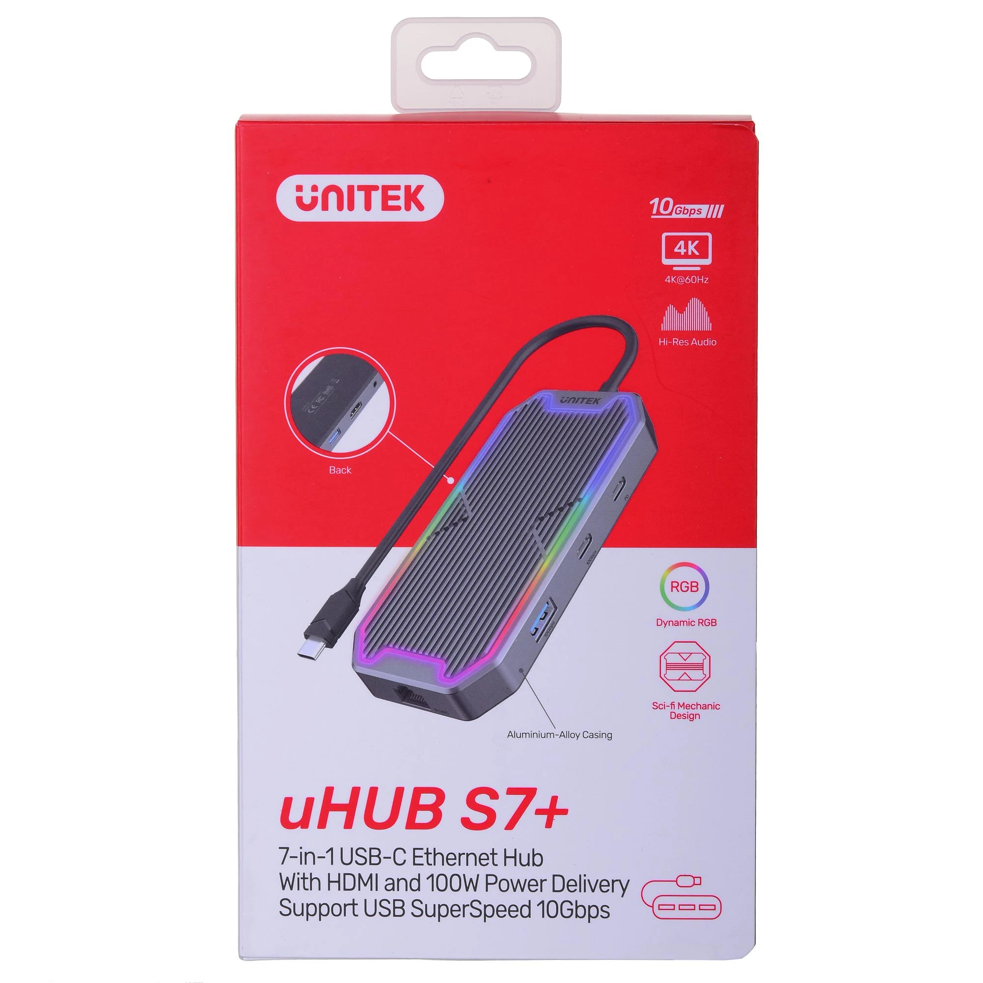UNITEK HUB USB-C HDMI 2.0 RJ45 3.5mm PD 100W 10Gbps D1029A
