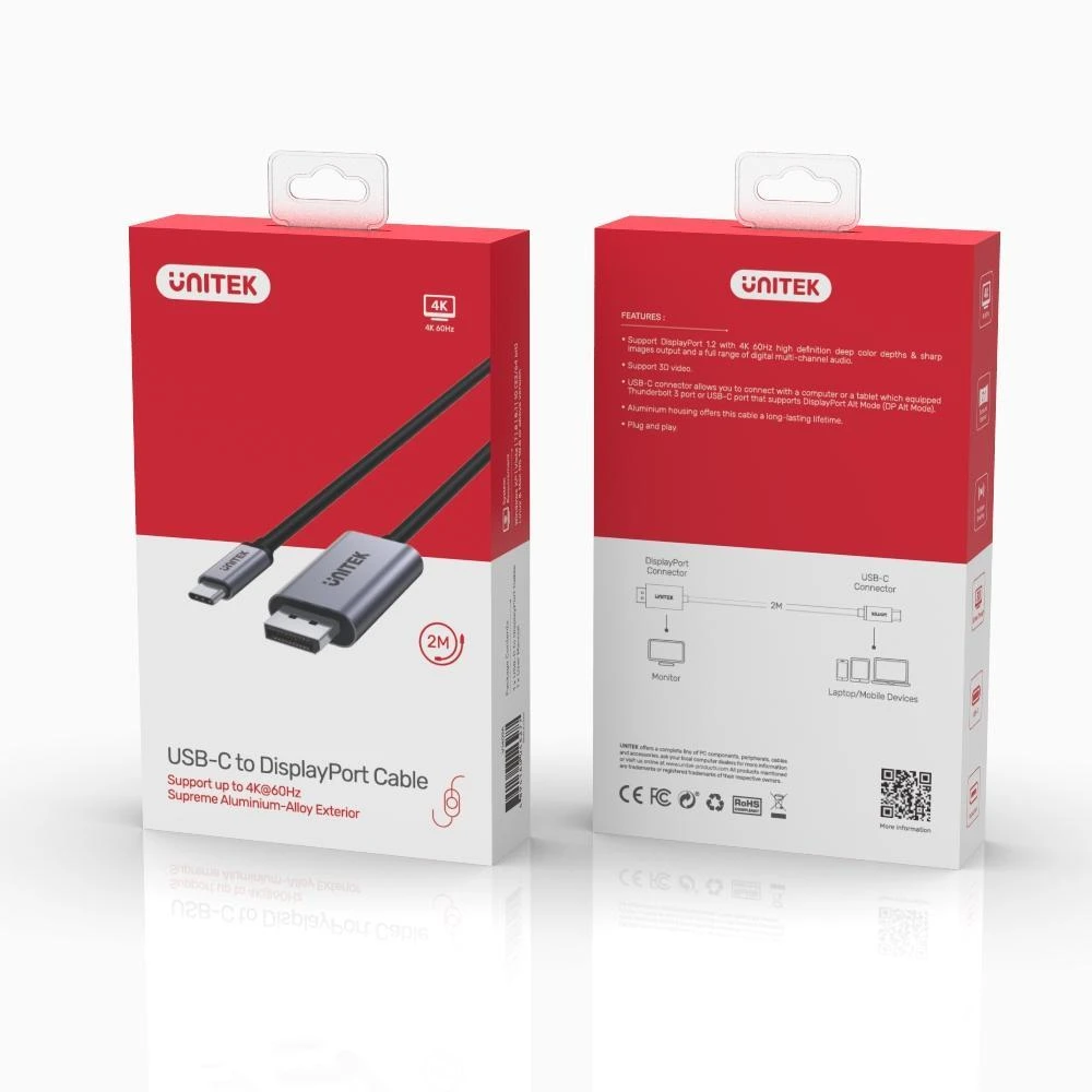 UNITEK ADAPTERIS USB-C – DP 1.2 4K 60HZ18M V1409A
