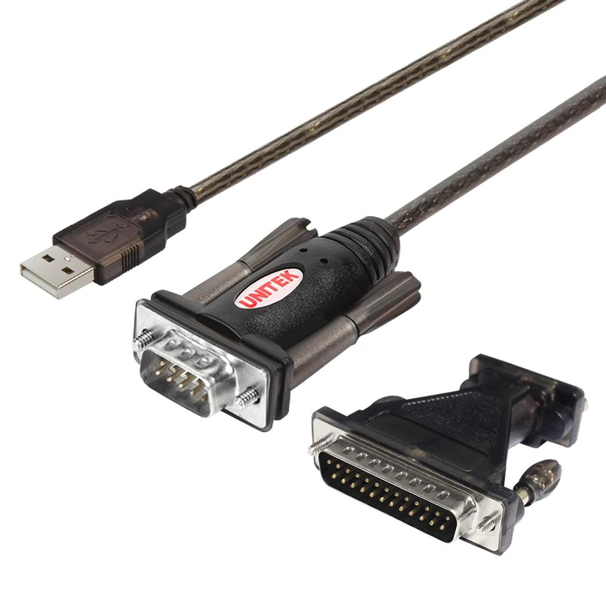UNITEK Y-105A Unitek Adapteris USB į Serial + adapteris DB9F/DB25M, Y-105A