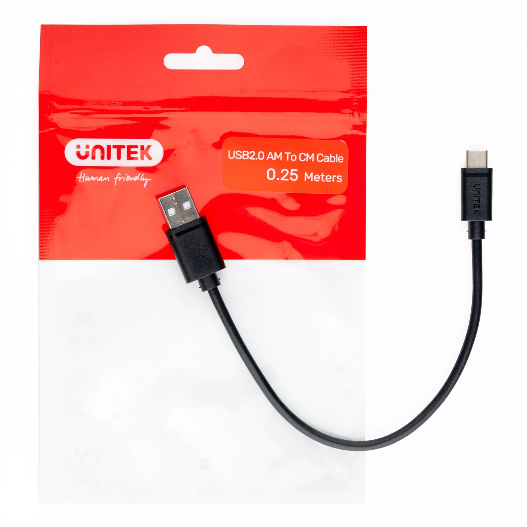 UNITEK CABLE USB-A - USB-C 25cm Y-C480BK