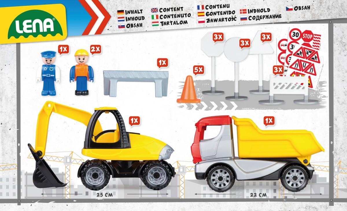Lena Sunkvežimių komplektas statybinių automobilių su priedais