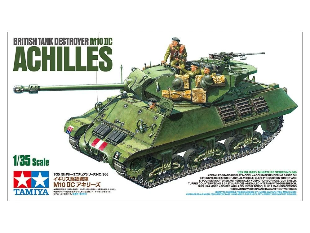 Tamiya – britų tankų naikintuvas M10 II C 17pdr SP Achilles, 1/35, 35366
