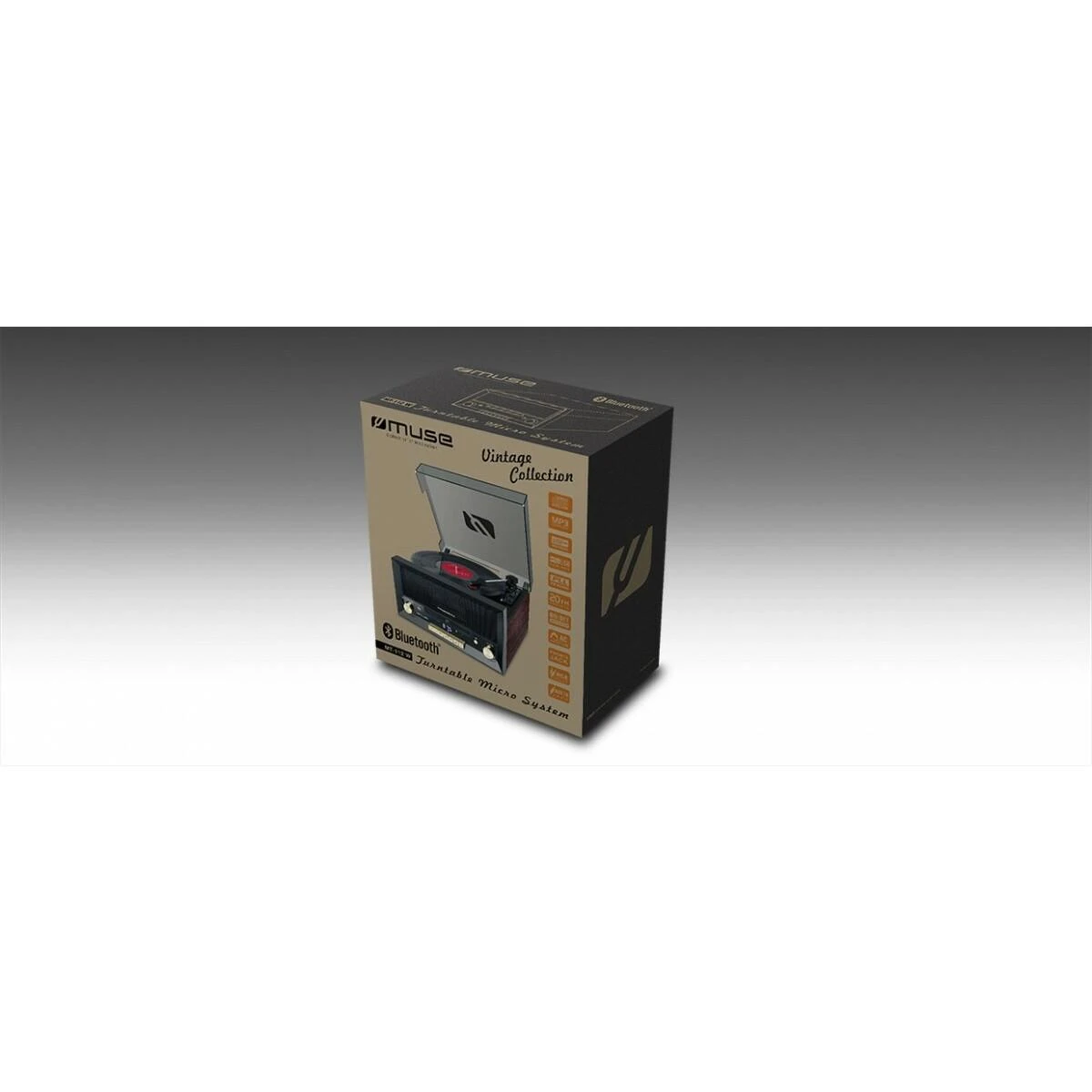 Muse Mūza | Patefono mikrosistema su vinilo deku | MT-112 W | Mikrosistemos kompaktinis diskas su patefonu | USB jungtis