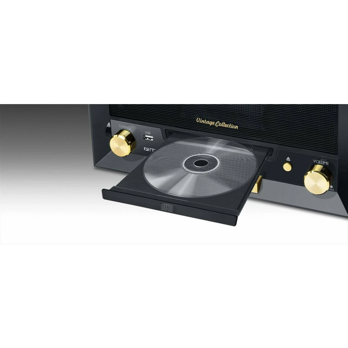 Muse Mūza | Patefono mikrosistema su vinilo deku | MT-112 W | Mikrosistemos kompaktinis diskas su patefonu | USB jungtis
