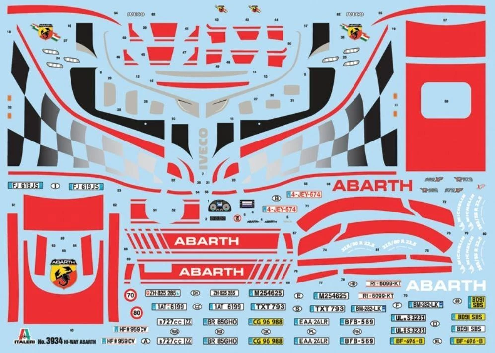 Italeri Iveco Hi-Way E5 Abarth 1:24 surenkamas sunkvežimio modelis