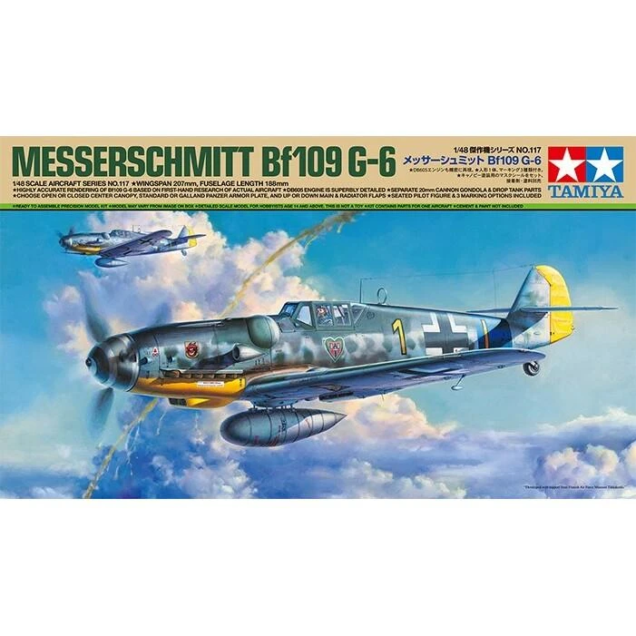 Tamiya Messerschmitt Bf 109 G-6 1/48 plastikinis surenkamas lėktuvo modelis