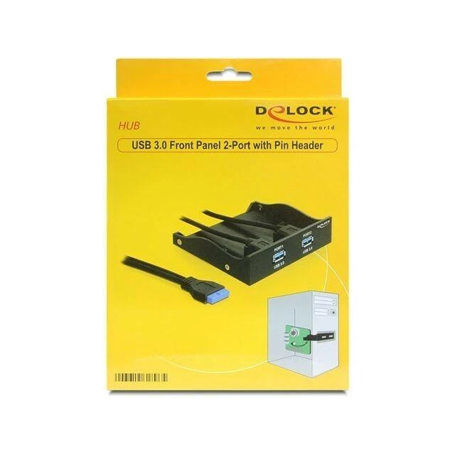 DELOCK priekinis skydelis 3,5 2x USB 3.0 juodas (Pinheader)