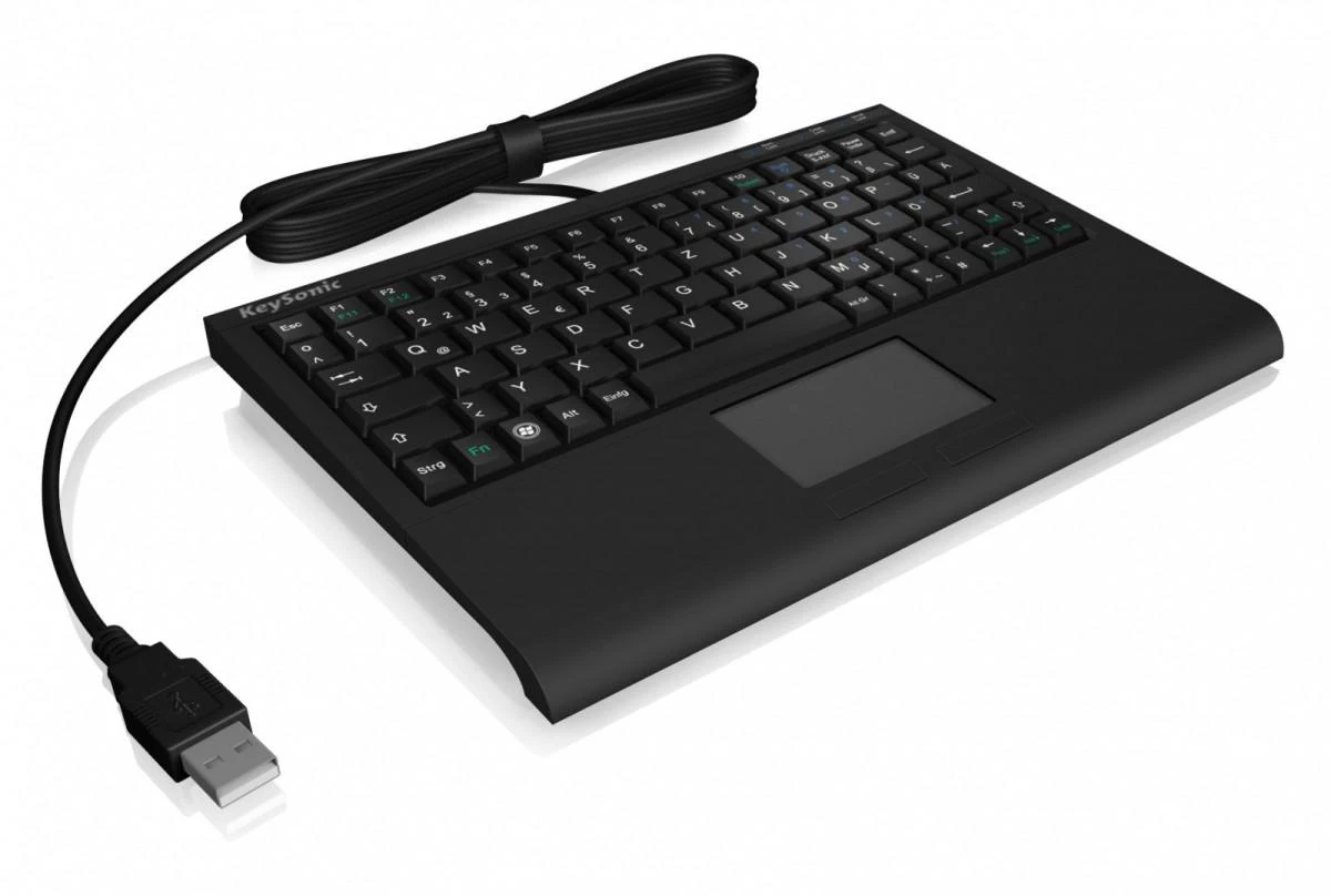 Icy Box KeySonic Mini klaviatūra, smart touchpad, USB, Juodas