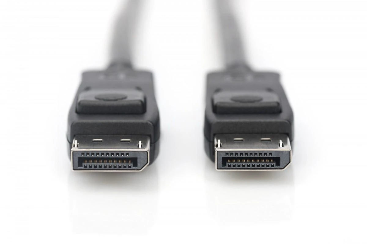 DisplayPort laido jungtys su užrakto mygtukais