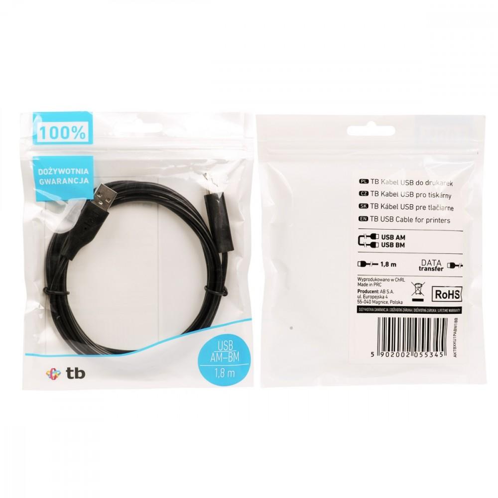 Maitinimo laidas TB AKTBXKU1PABW18B, USB A/USB B, 1.8m