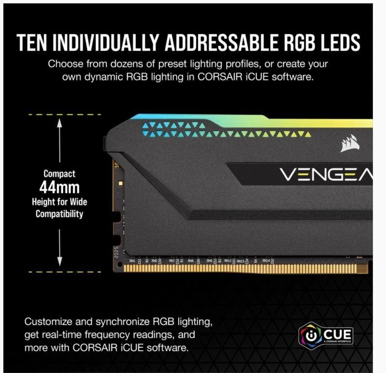RAM Corsair VENGEANCE RGB PRO SL 16 GB, DDR4, 3200 MHz, kompiuteris/serveris, registracijos Nr., ECC Nr.