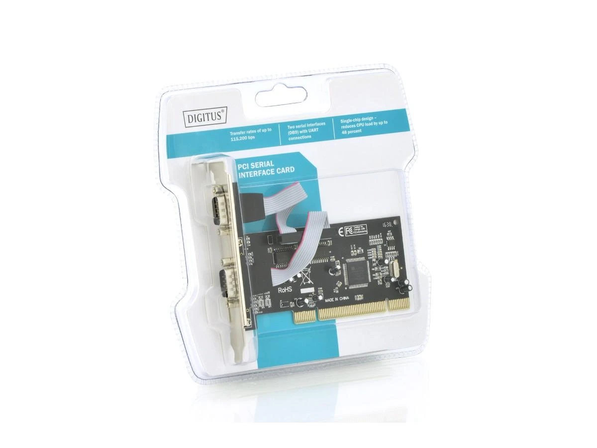 Assmann Electronic DIGITUS Serial I/O 2-port PCI Add-On Card 2 X DB9 M Slot Bracket MCS9865 chipset