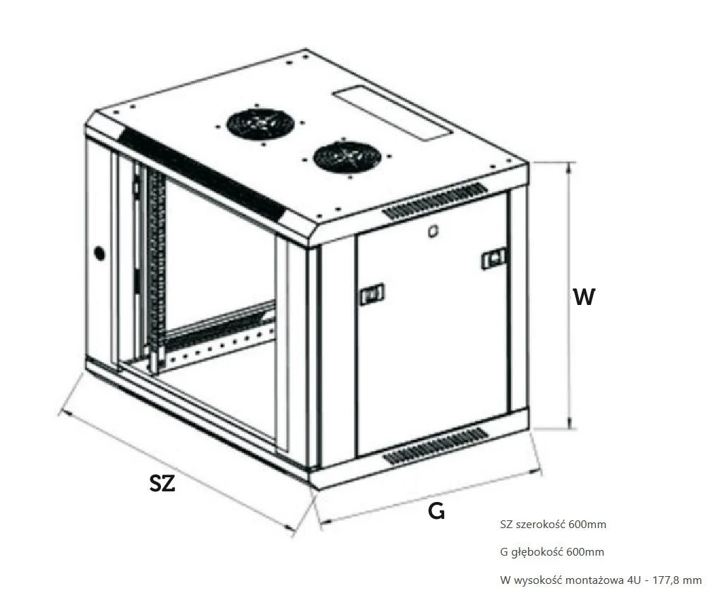 EXTRALINK 4U 600X600 19" RACK CABINET Juodas