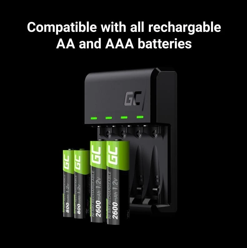 Green Cell Žalias Cell GREENCELL GRADGC01 VitalCharger, skirtas AA R6 ir AAA R03 Ni-MH